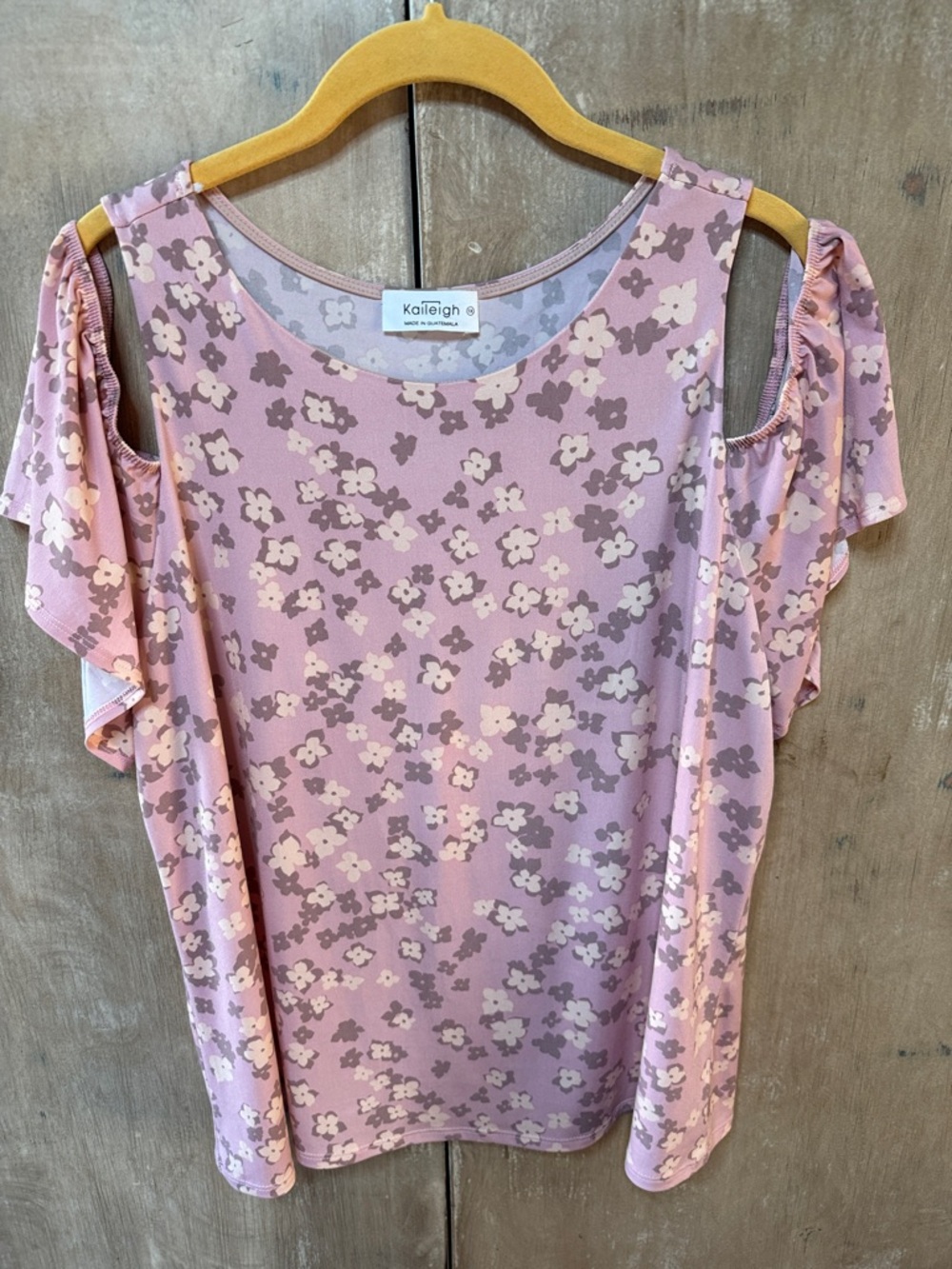 Kaileigh Dusty Pink Floral Cold-Shoulder Tank Top